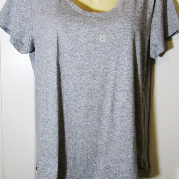 LOFT Short Sleeve Scoop Neck Light Gray Tee Shirt Top Size Large - Picture 2 of 3